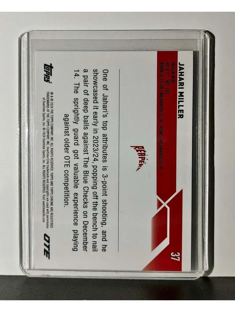 Jahari Miller 2023-24 Topps Chrome Overtime Elite #37 24/99 Blue Refractor